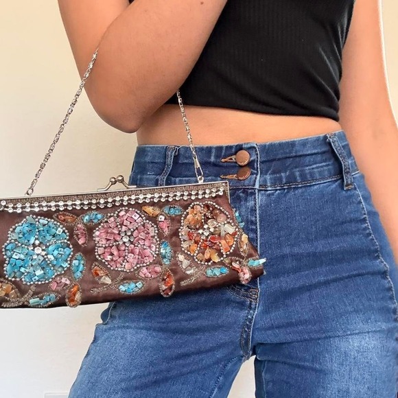 Lapis by Anthropologie Beaded Boho Clutch Bag